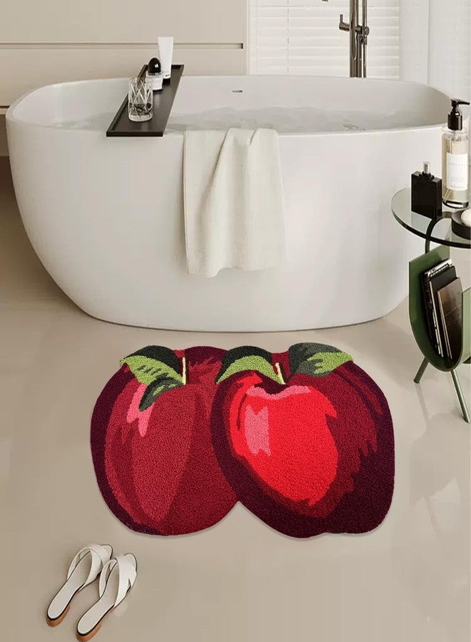 ABREEZE Lovely Fruit Rugs, Apple Shaped Area Rugs, Christmas Rug, Lovely Child Rugs, Non-Slip Washable Soft Door Mat for Living Room, Bedroom, Nursery and Kitchen,red,17.7"x31.5" - Image 2